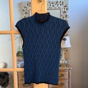 White House Black Market Blue and Black Patterned Large